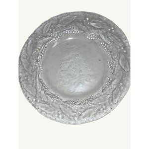 Vintage Clear Glass Christmas Tree Embossed Dessert Plate Trinket Plate